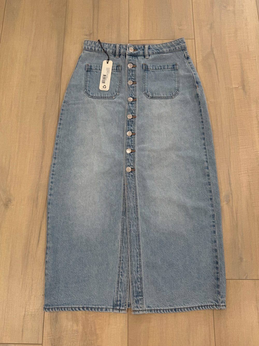 ROLLA'S Light Blue Denim Front-Button Straight Skirt